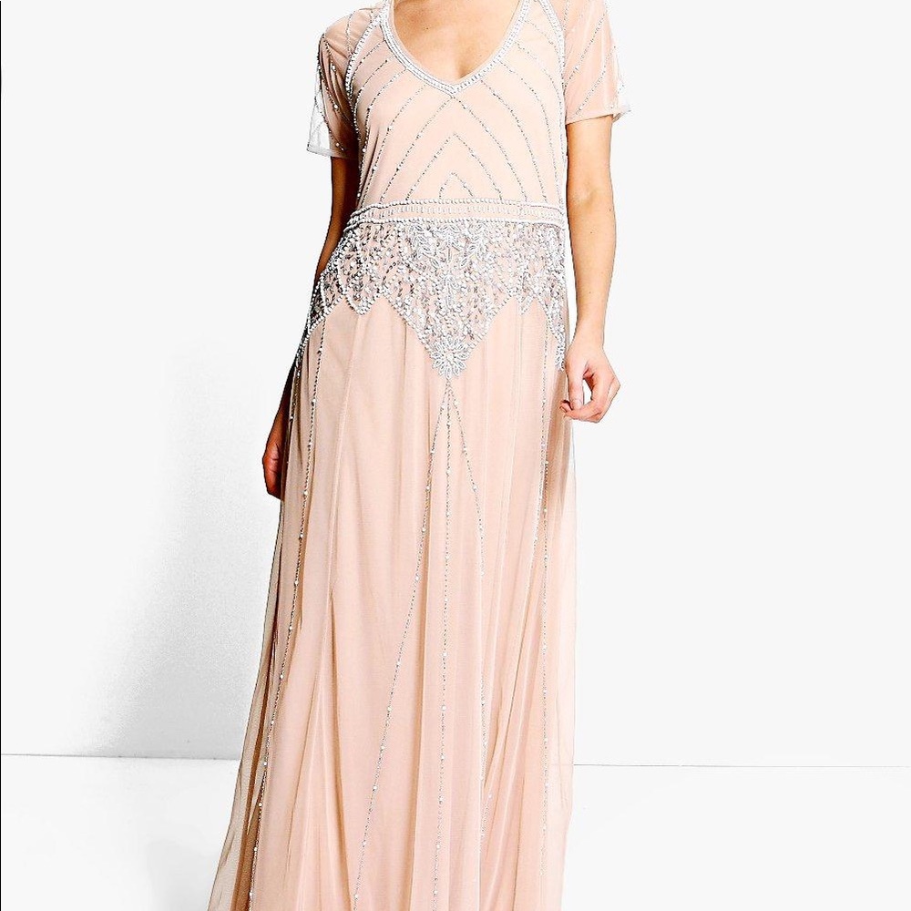 Boohoo NWT beaded maxi dress/ bridesmaid dress
